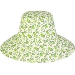 Lack Of Color White Sun Hat with Green Floral Print